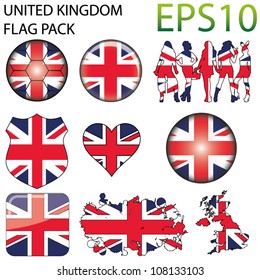 United Kingdom Flag Map Pack - 9 in Total