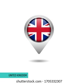 United Kingdom flag map pin vector design template