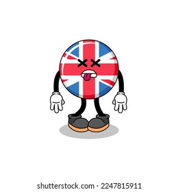 united kingdom flag mascot illustration is dead , character design