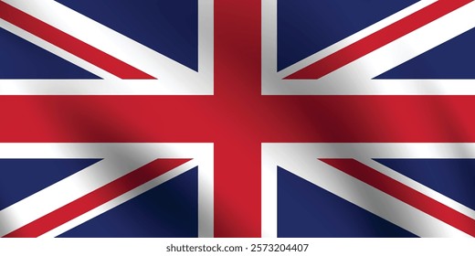 United Kingdom flag official colors and proportion digital vector illustration. Pleated flag.