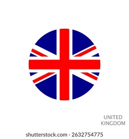 United Kingdom flag with official colors and circle shape. National flag of UK symbol. Vector illustration