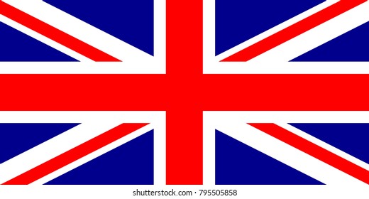 United Kingdom flag with official colors and the aspect ratio of 1:2. Union Jack. Great Britain flag with correct proportions and color scheme. UK flag. Flat vector illustration.