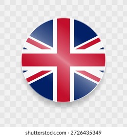Großbritannien Flagge auf Knopf glänzendes Glas