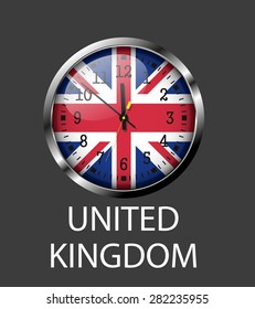 United Kingdom flag on clock face - vector icon