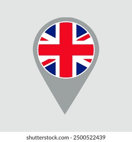 United Kingdom Flag on Location Pin. vector illustration