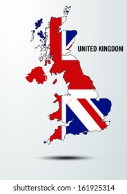 united kingdom flag on map of country vector images
