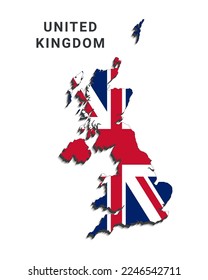 United Kingdom Flag on Map Vector Illustration