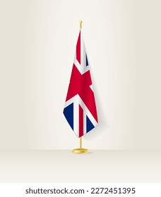 United Kingdom flag on a flag stand. Vector illustration.