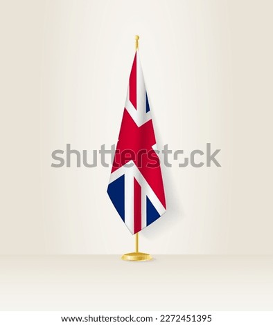 United Kingdom flag on a flag stand. Vector illustration.