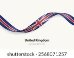 United Kingdom flag on Waving ribbon. Template for independence day