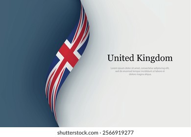 United Kingdom flag on Waving ribbon. Template for independence day