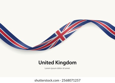 United Kingdom flag on Waving ribbon. Template for independence day