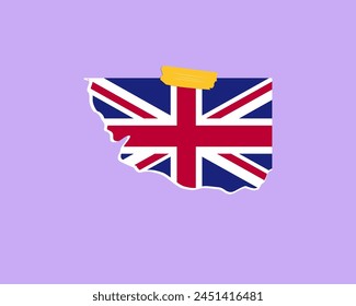United Kingdom flag paper texture, single-piece element, vector design, United Kingdom flag taped on wall, decoration or celebration idea