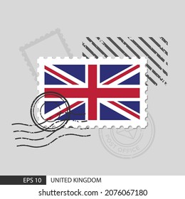 United Kingdom flag postage stamp. Isolated vector illustration on grey post stamp background and specify is vector eps10.