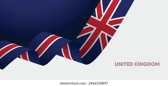 united kingdom flag ribbon vector background