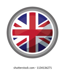 united kingdom flag in round button symbol