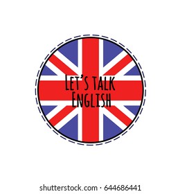 United Kingdom flag round icon with text. UK flag icon with accurate official color scheme. Premium quality british flag in circle. Vector icon isolated on white background