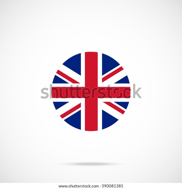 イギリス国旗の丸いアイコン 正確な公式配色のイギリスの国旗のアイコン 円の上質なイギリス国旗 グラデーションの背景にベクター画像アイコン のベクター画像素材 ロイヤリティフリー 390081385