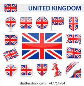 United Kingdom Flag Set - Vector Illustration