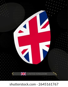 United Kingdom Flag Shield icon in 3D on Dark Modern Abstract Rugby Background. Perfect for sports events, heritage themes, national celebrations, and patriotic designs.