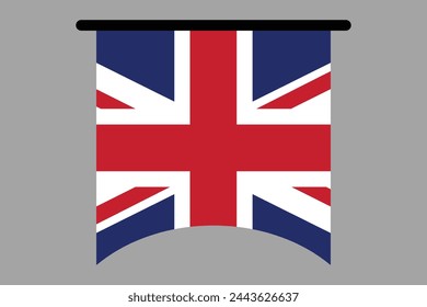 Flagge des Vereinigten Königreichs, Zeichen des Vereinigten Königreichs, britische Flagge des Vereinigten Königreichs, Nationalflagge des Vereinigten Königreichs, farbig, Standardfarbe, Vektor-Illustration
