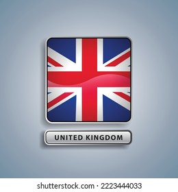 United Kingdom flag square button vector illustration