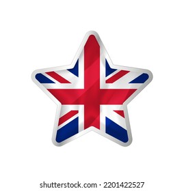 Bandera del Reino Unido en estrella. Estrella de botón y plantilla de marca. Fácil edición y vector en grupos. Ilustración vectorial de bandera nacional sobre fondo blanco.