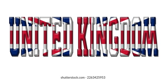 United Kingdom Flag Text Name Country Vector illustration Hand Made. Typography, t-shirt graphics, poster, banner, flyer, postcard