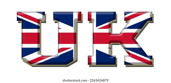 United Kingdom Flag Text Name Country Vector illustration Hand Made for graphic design