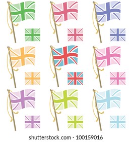 united kingdom flag variations, isolated on white