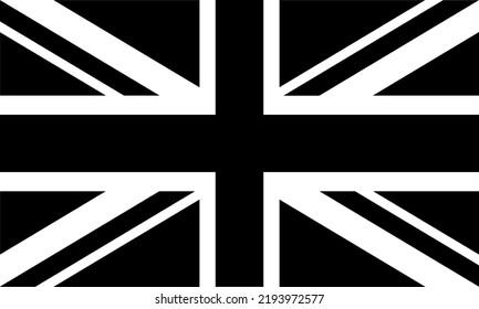 Vector de la bandera del Reino Unido en blanco y negro. La bandera del Reino Unido también se conoce como la bandera de la Unión o la bandera de la Unión. Relación 3:5.