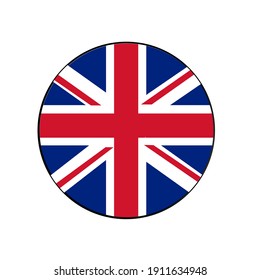 United Kingdom Flag vector Icon (Union Jack) with Red cross patterns on blue and white in Europe.