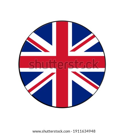 United Kingdom Flag vector Icon (Union Jack) with Red cross patterns on blue and white in Europe.
