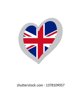 United Kingdom flag vector inside of heart symbol