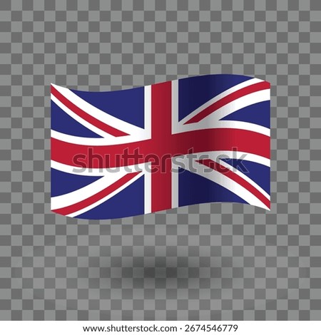 United Kingdom flag vector. UK wavy flag isolated transparent background. Flag of United Kingdom symbol icon. EPS 10