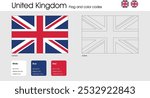 United Kingdom Flag version of colored, outline and icons