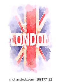 United Kingdom Flag / watercolor UK print