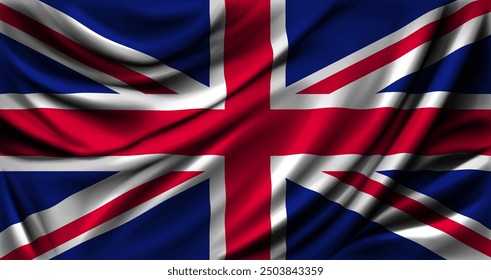 United Kingdom Flag waving close up. Vector illustration.