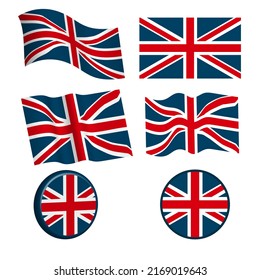 United Kingdom Flag Waving Collection Illustration Stock Vector ...