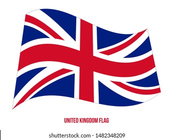 United Kingdom Flag Waving Vector Illustration on White Background. United Kingdom National Flag.