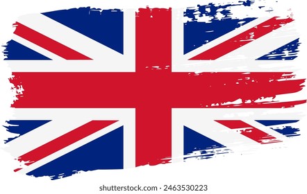 United Kingdom flag, wide brush stroke on transparent background, vector.