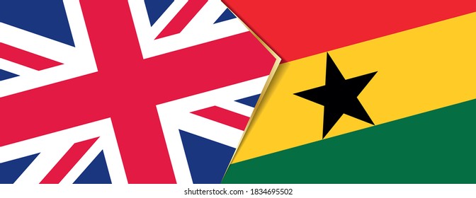 United Kingdom and Ghana flags, two vector flags symbol of relationship or confrontation.