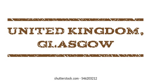 United Kingdom, Glasgow watermark stamp. Text tag between horizontal parallel lines with grunge design style. Rubber seal stamp with scratched texture.