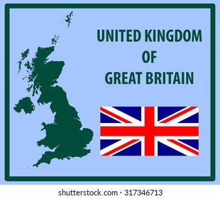 United Kingdom of Great Britain - flag and map