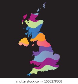 United Kingdom of Great Britain and Ireland colorful vector map silhouette