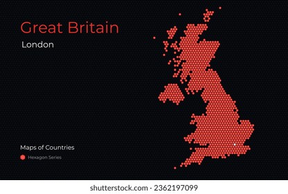 Vereinigtes Königreich Großbritannien und Irland, England, London. Kreative Vektorkarte. Karten von Ländern. Europa, Hexagon-Serie.