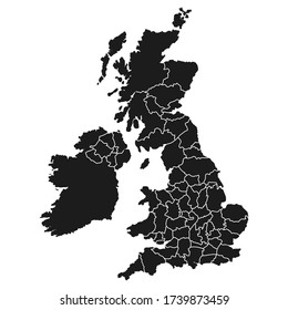 United Kingdom, Great Britain map with administrative division isolated – stock vector