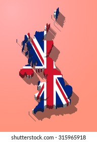 United Kingdom of Great Britain - map and flag