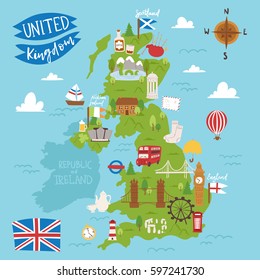 United Kingdom Great Britain Map Travel Stock Vector Royalty Free 597241730