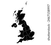 The United Kingdom of Great Britain and Northern Ireland map, detailed web vector illustration .